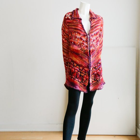 Free People Colourful Crochet Open Knit Boho Cardi - Picture 3 of 11